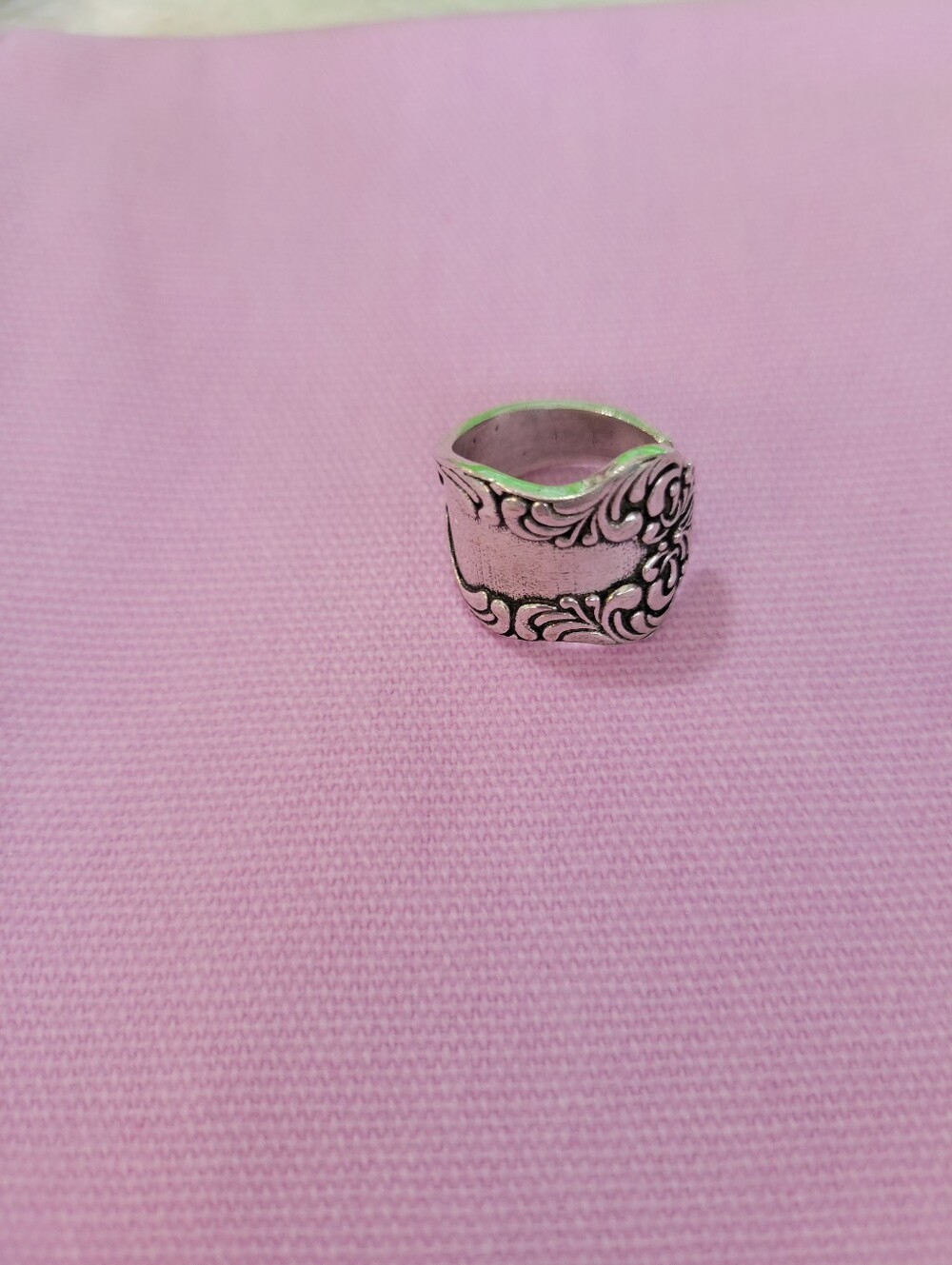 Vintage Inspired Ornate Silver-Tone Floral Scroll Ring